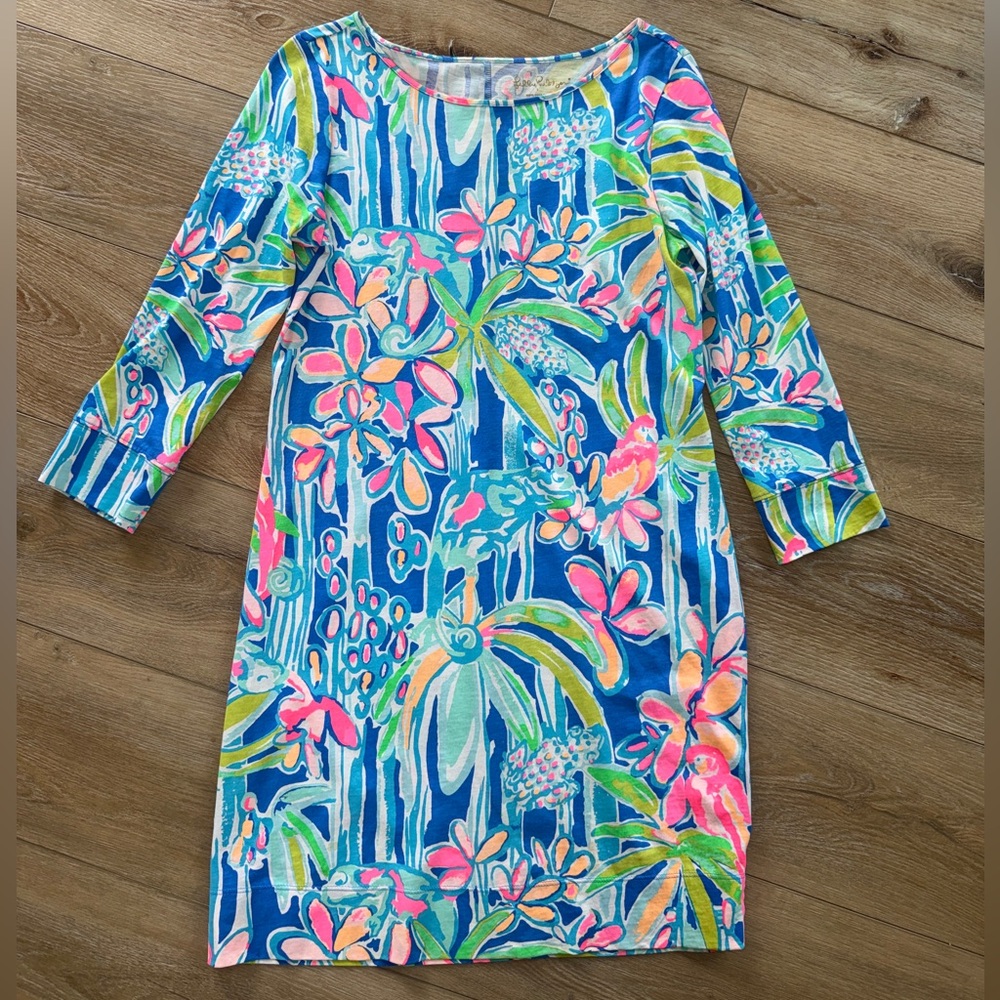 Lilly Pulitzer Marlowe Boatneck T-Shirt Jungle Hoppin" Tropical Dress, S, NWOT - Picture 5 of 6